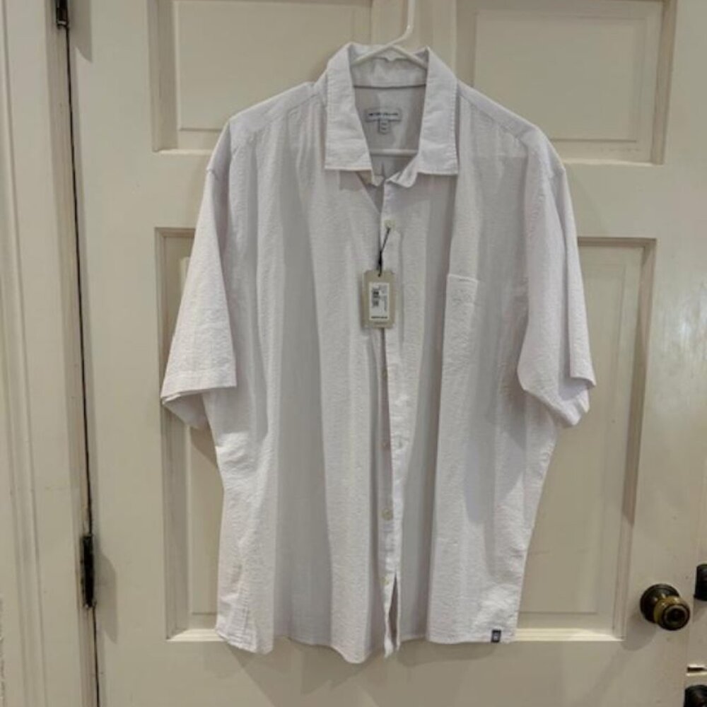 NWT Peter Millar Men's Cotton Short-Sleeve Shirt button down XXL White